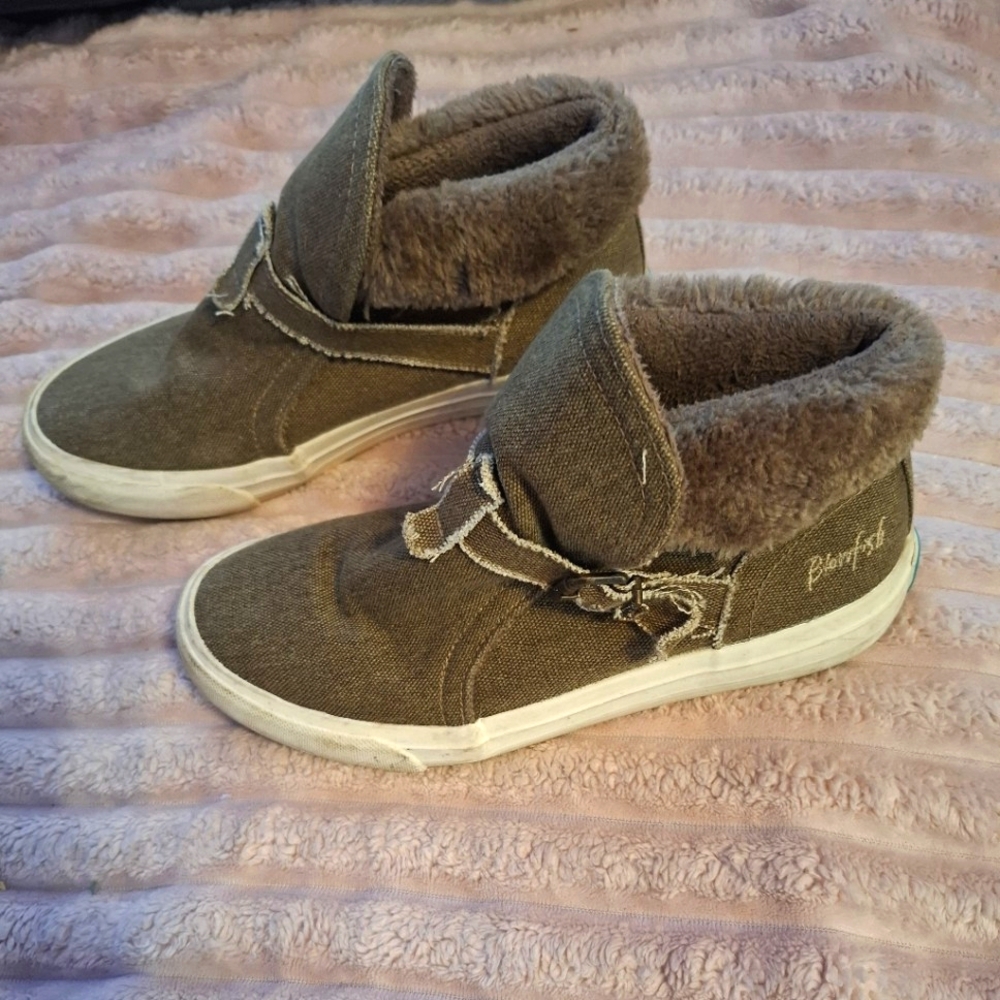 🥾Cozy Blowfish Malibu Faux Fur Sherpa Lined Canvas Sneakers Ankle Boots
